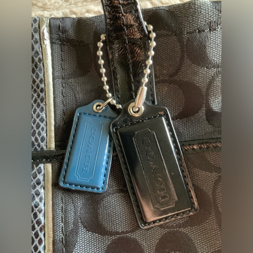 Coach Signature Python Striped Tote/Shoulder Canv… - image 3